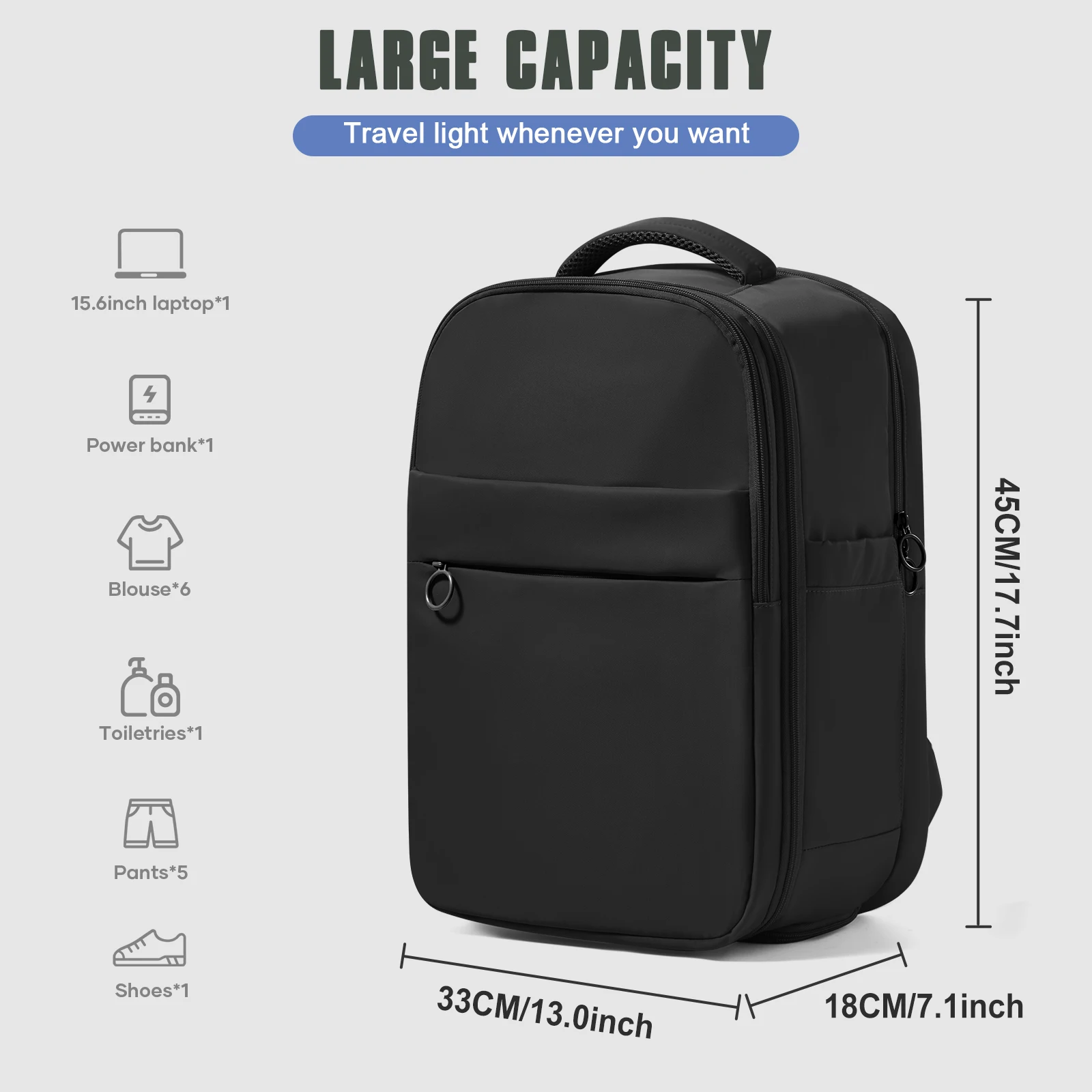 Men Travel Backpack 15.6 inch Laptop Bags Large Capacity Easyjet 45x36x20 Cabin Bag Business Women Waterproof Backpacks Storage