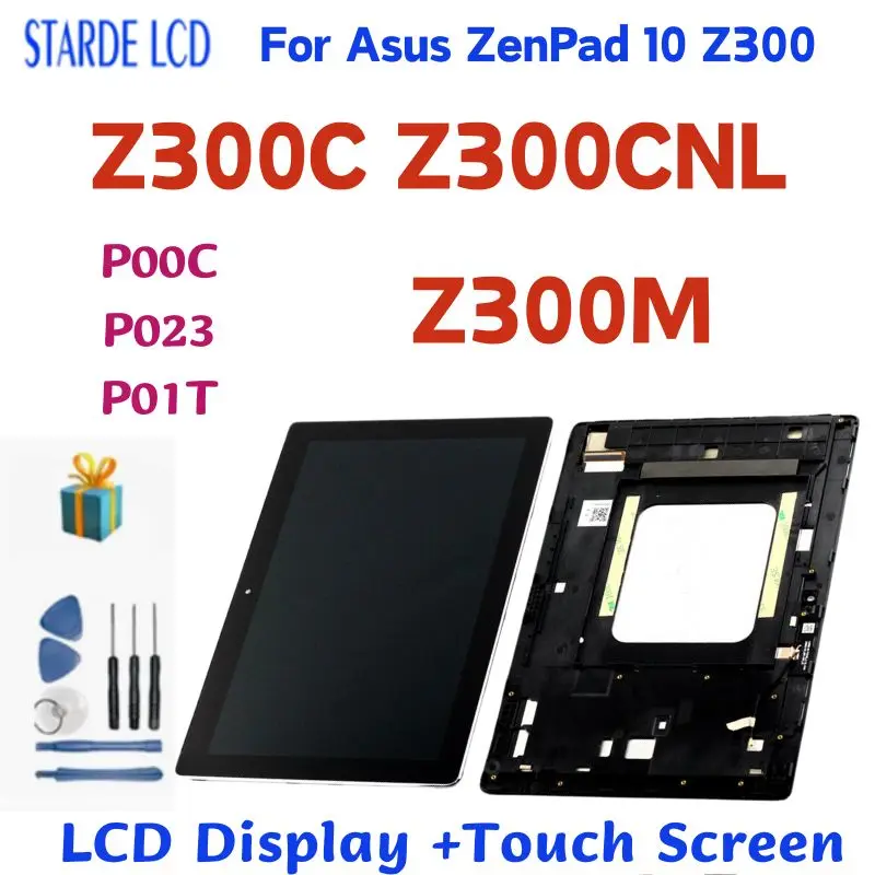 AAA+  For Asus ZenPad 10 Z300 Z300C Z300M P00C P023 Green Connectors Z300CNL P01T LCD Display Touch Screen Digitizer With Frame