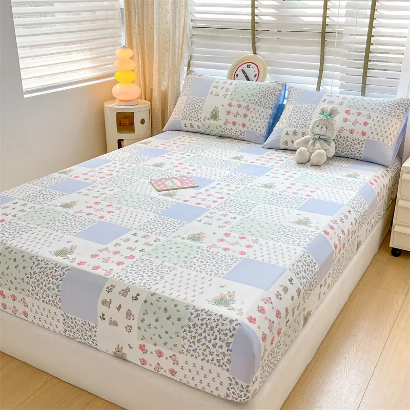1pc Fitted Bed Sheet Cartoon Style Bed Cover for Kids Room Mattress Cover Pure Cotton Bedsheets 매트리스커버 (No Pillowcase)