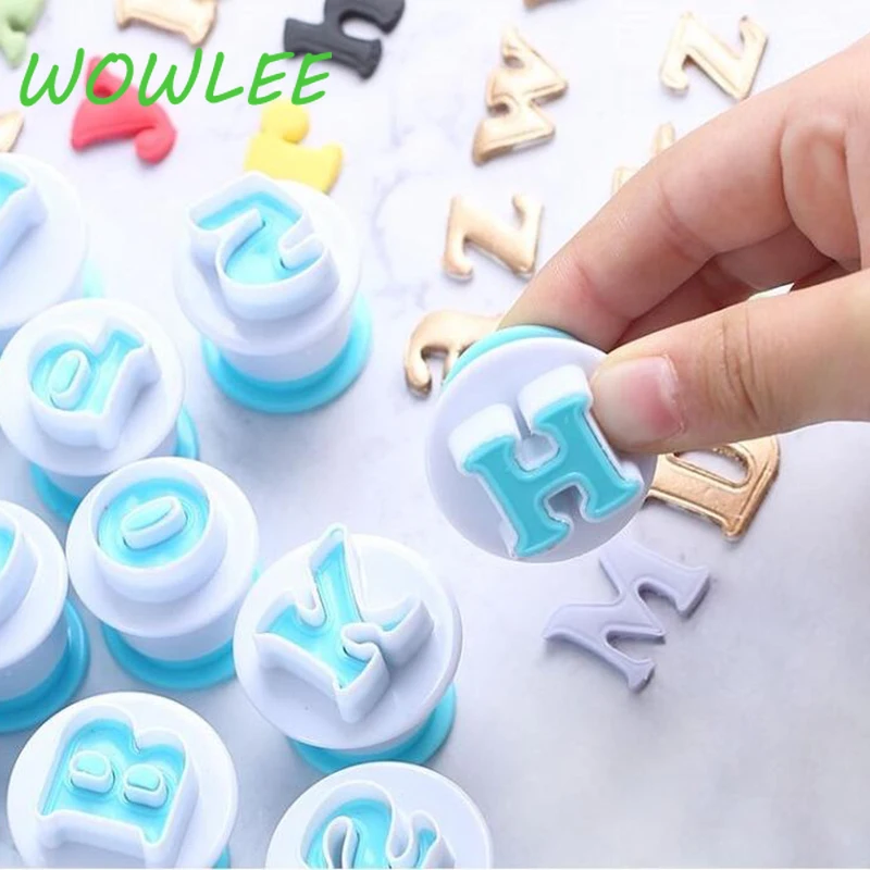 Baking Pastry Mold Letter Fondant Cookie Cutter 26pcs Upper Lowercase Alphabet and 10pcs Number Cake Decoration Tools