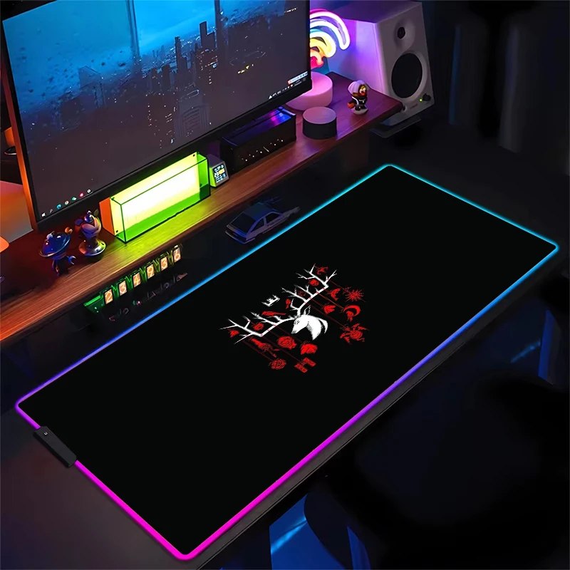 

Simple large black and white RGB mouse pads game LED player keyboard pad table mat carpet PC 90x40 computer accessories non-slip