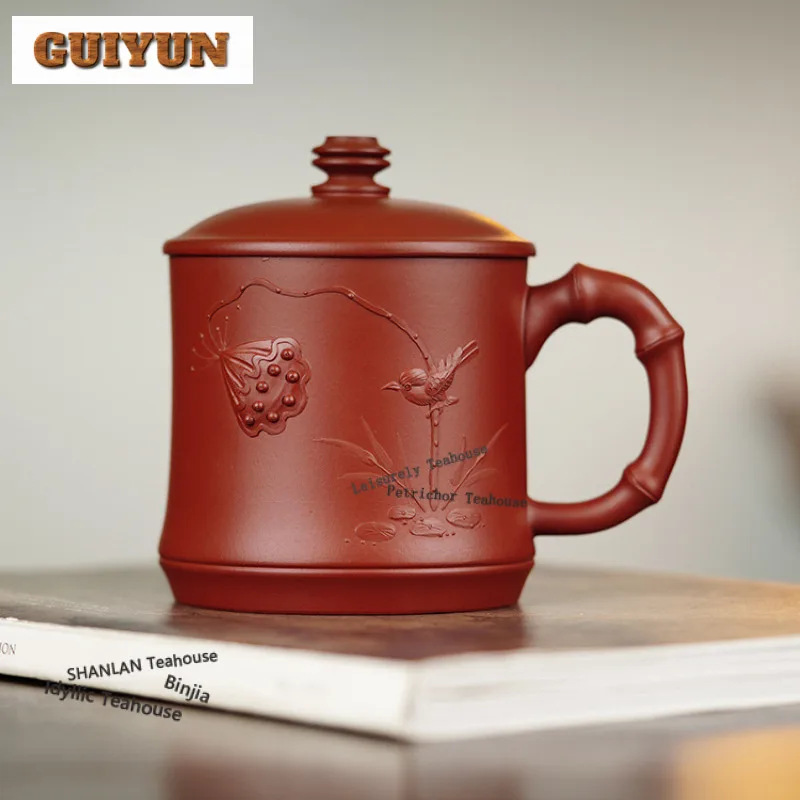 

Кружка для кофе из исинской фиолетовой глины, 390 мл, для капучино, латте, послеобеденного чая, для дома, офиса, кафе, ручной работы