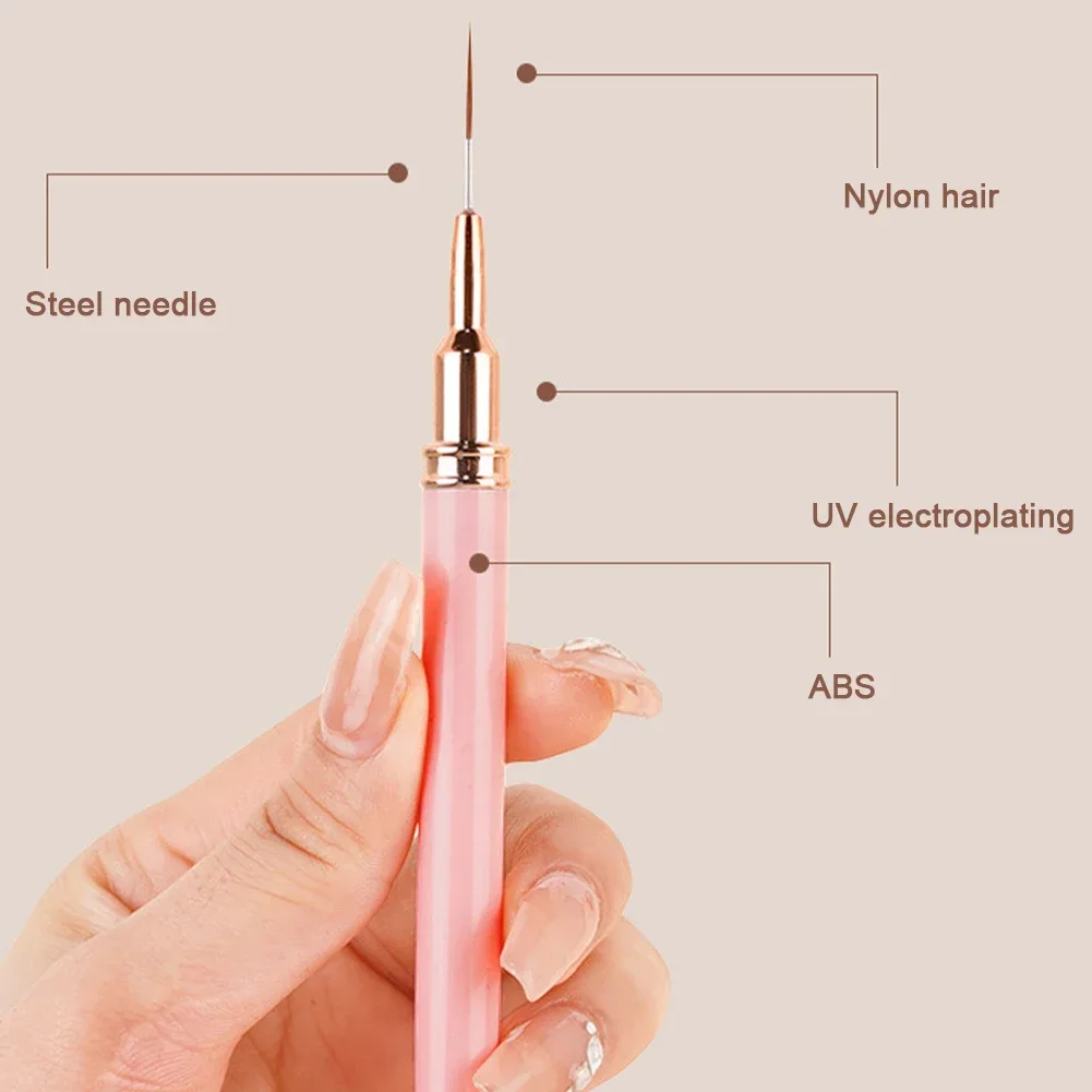 5 pezzi Set di pennelli per nail art Kit di pennelli per unghie in gel UV Linea a strisce Pittura Disegno Penna per fiori Strumento per manicure professionale