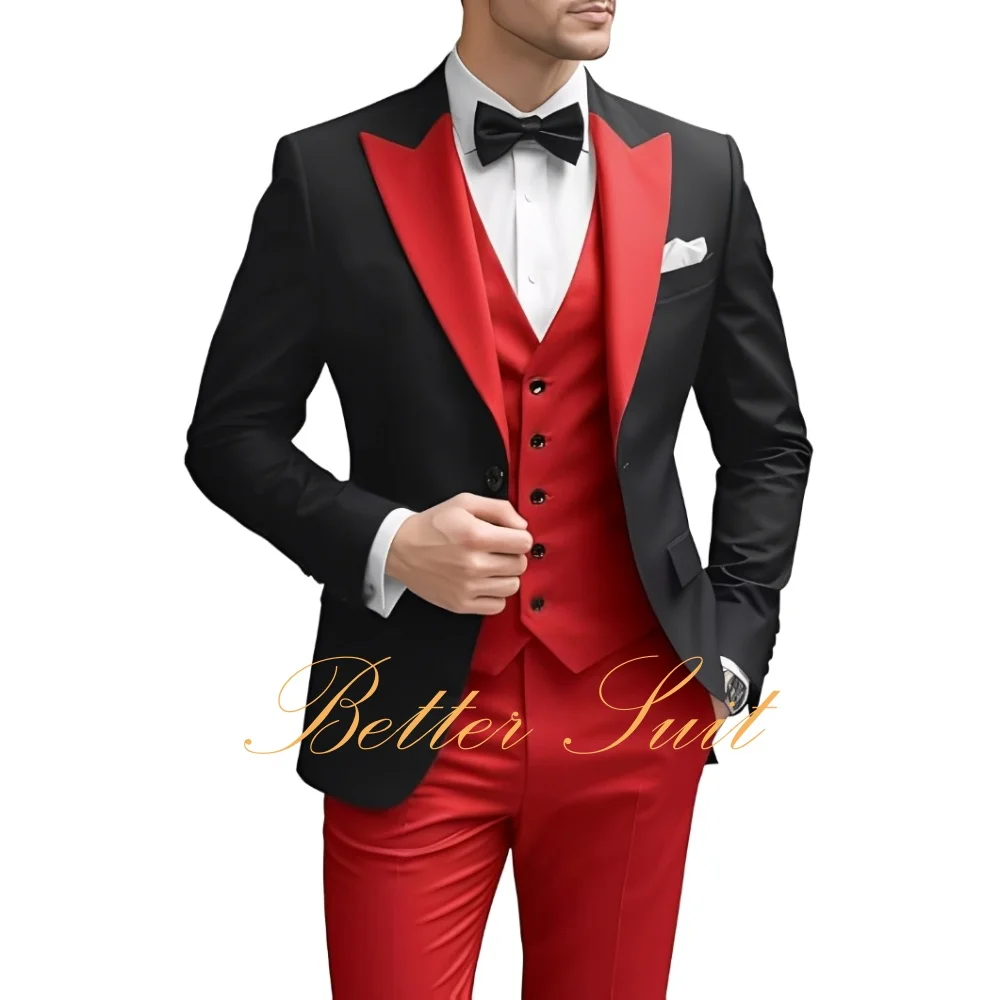 

Men's Suits 3 Piece Slim Fit Blazer Vest Pants Wedding Suit for Men Elegant Formal Prom Tuxedo Grooms Homecoming Suits