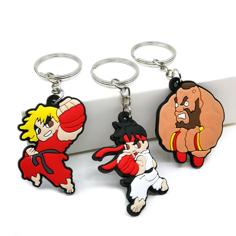 1PCS PVC Key Chain Strong & Cool Fist Mold Cartoon Figure Vivid Key Ring Key Holder Keychains Charms Fit Boy Gift Keys Pendants