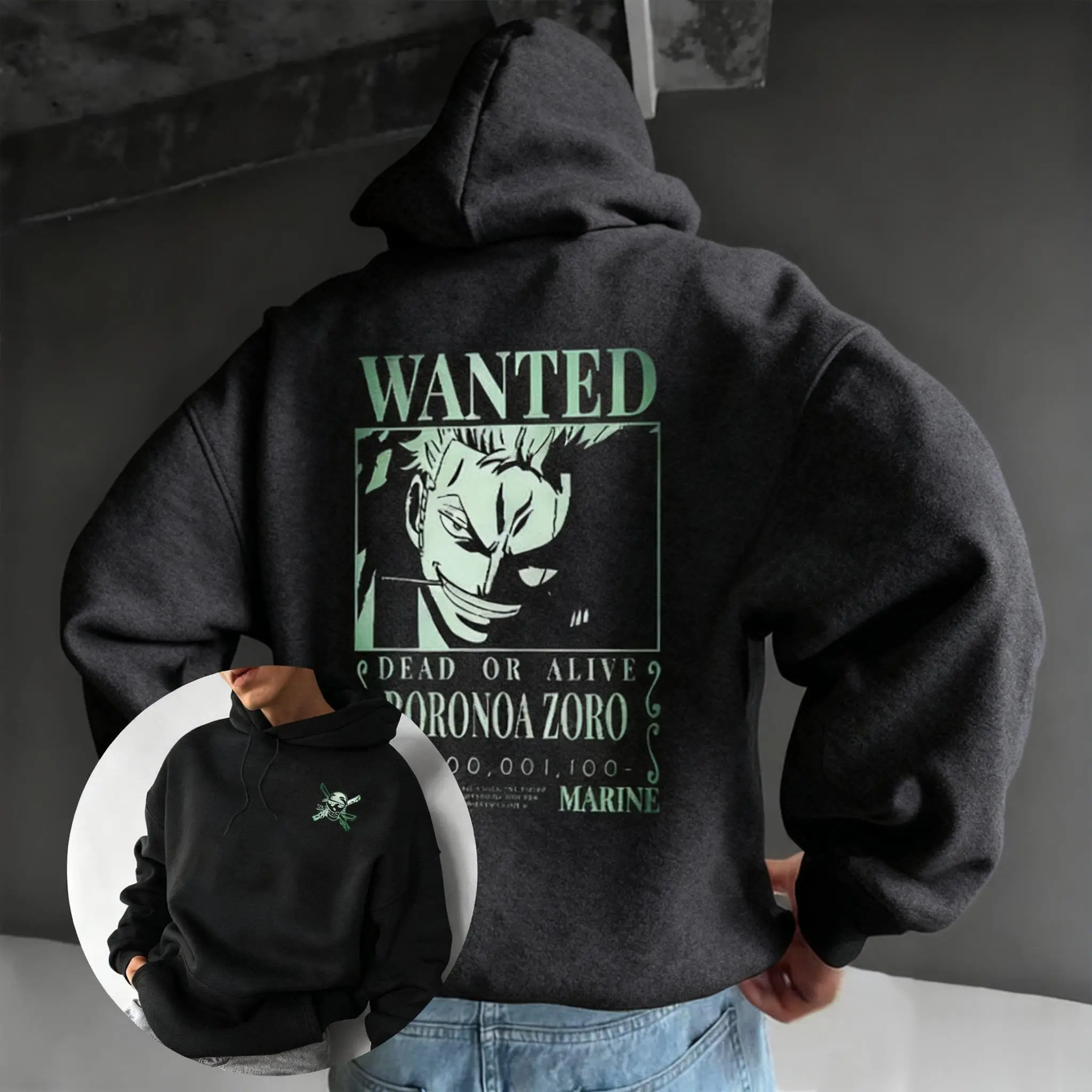 Hoodie Anime One Piece Zoro Pria Wanita Oversized dengan Cetakan Grafis, Sweatshirt Pullover Streetwear Kasual Y2k Atasan Musim Gugur Musim Dingin Terbaru