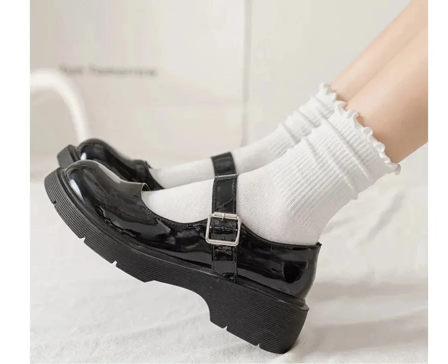 5/10/20 Paare/los Socken für Frauen Rüschen Mittelrohr Knöchel Kurze Atmungsaktive Schwarz Weiß Set Frühling Herbst – Detail 7