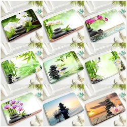 Orchid Green Bamboo Zen Carpet Flowers Spa Stone Natural Garden Scenery Bathroom Rug Anti-Slip Door Mat For Living Room Decor