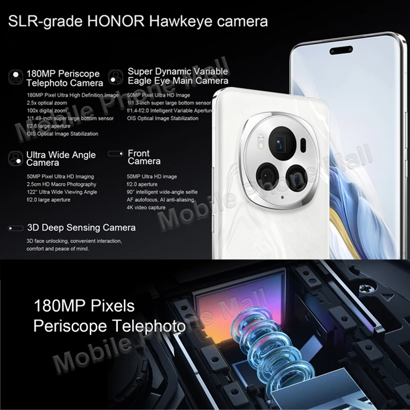 Оригинальный мобильный телефон HONOR Magic 6 Pro 5G, 6,8 дюйма, экран 120 Гц, камера Snapdragon 8 Gen 3, аккумулятор 180 МП, 5600 мАч, смартфон GMS