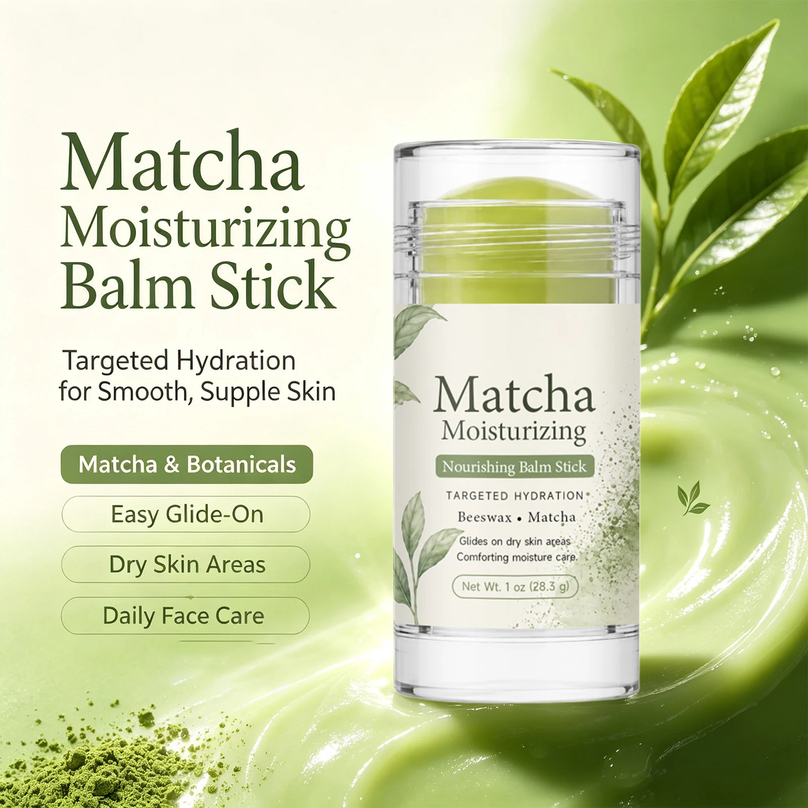 Matcha Moisturizing Balm Stick Soothing Skin Improve Tightness Repair Dry Skin Restore Luster Lightweight Hydrating Facial Cream
