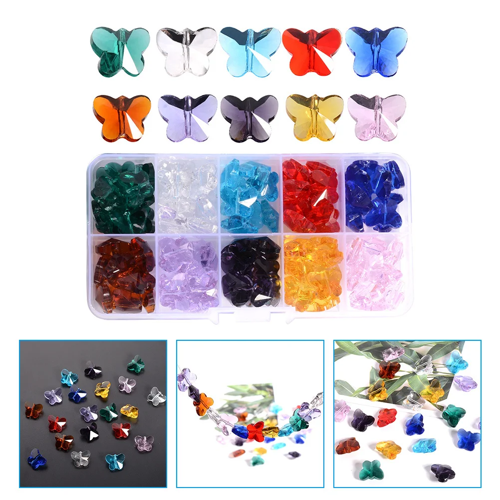 

100Pcs Crystal Butterfly Beads Hanging Decor DIY Craft Unique Necklace Pendant Butterfly Charms Unique Beads Christmas Charms