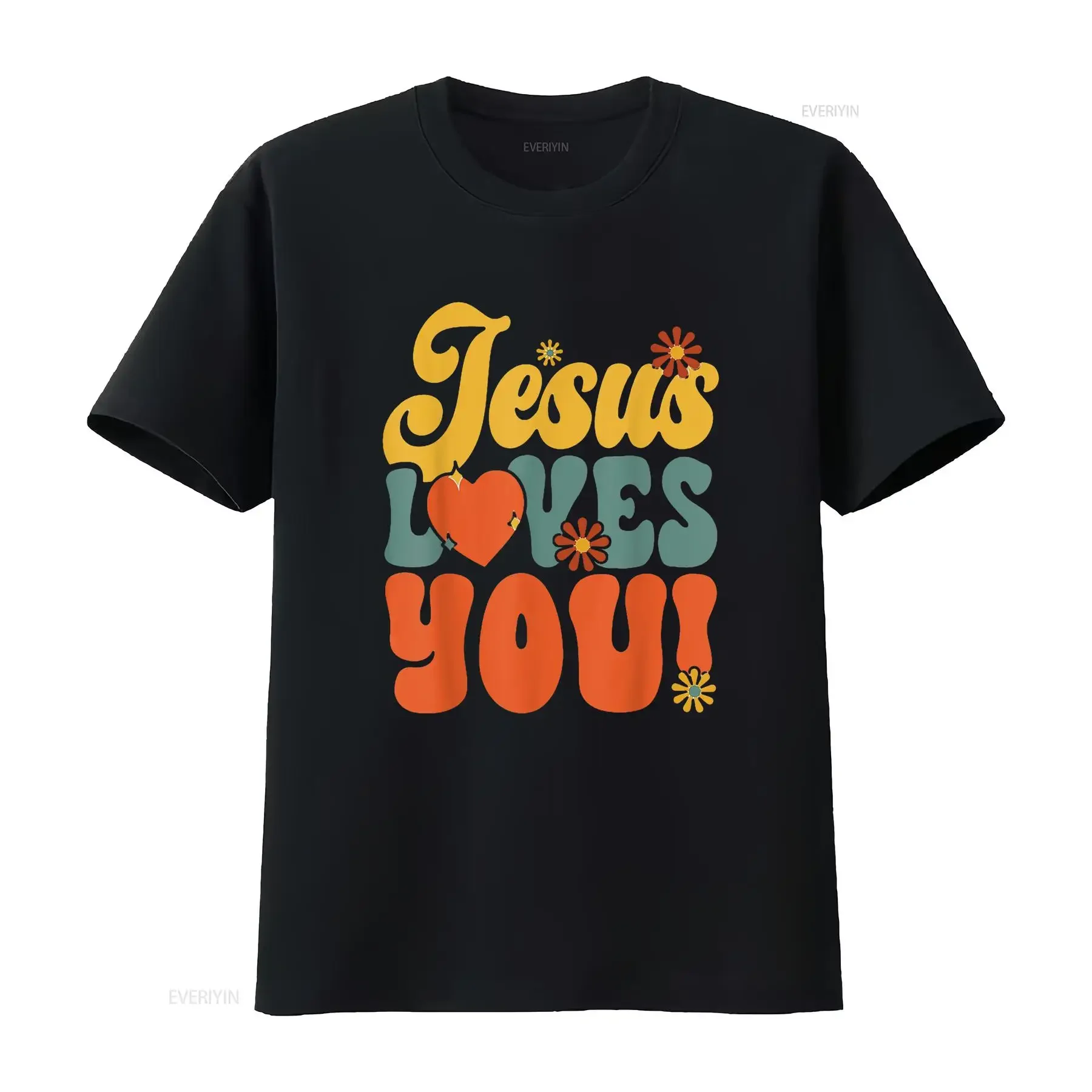 Cristão retro jesus te ama religioso fé deus 70s t camisa vintage lavado streetwear topo para uso diário respirável