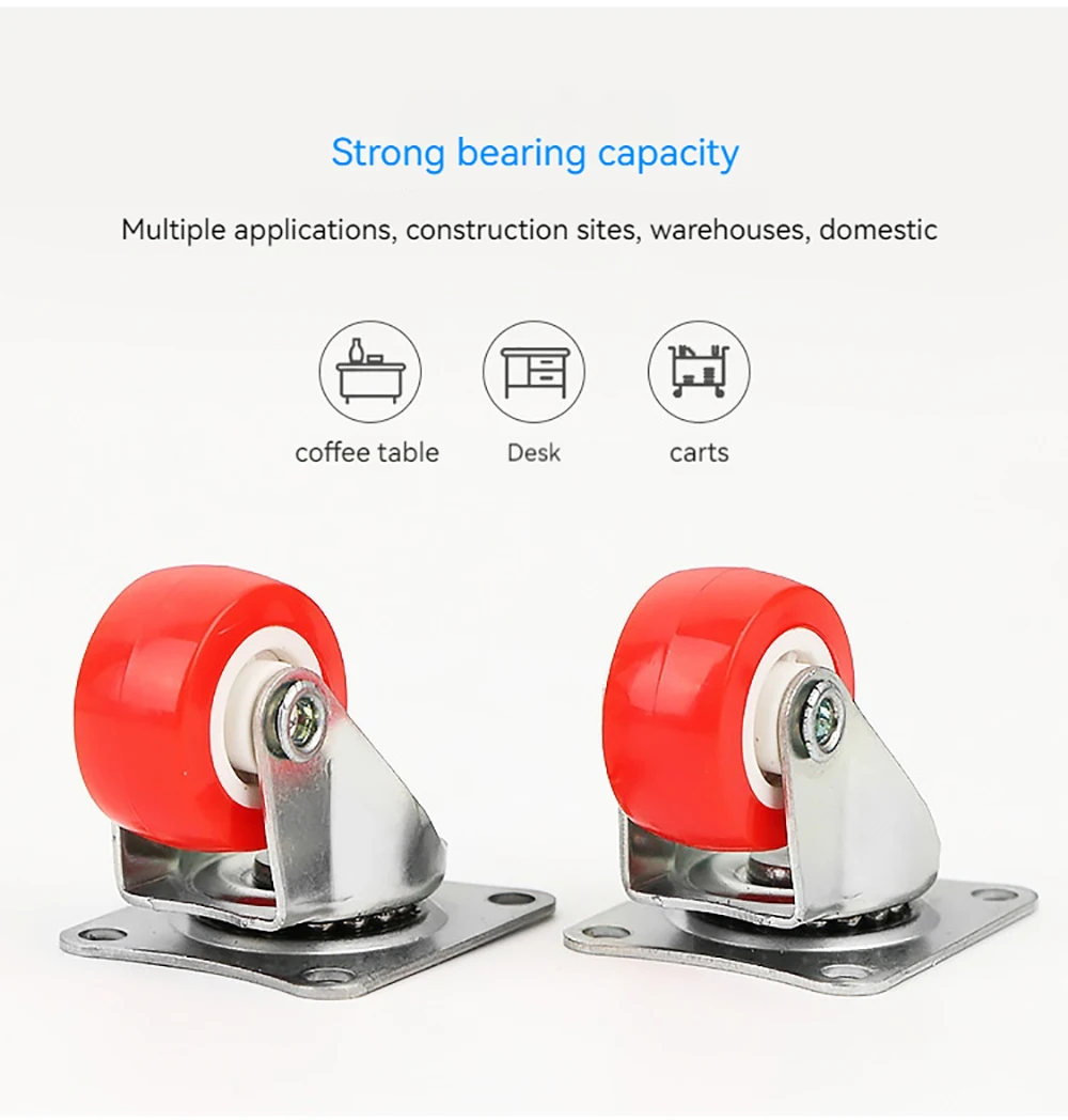 Car Heavy Duty Swivel Castor Silent Trolley 360 Degrees Swivel 1.5 Inch Red Wheels for Car Tool Platform Trolley Accessorie Tool