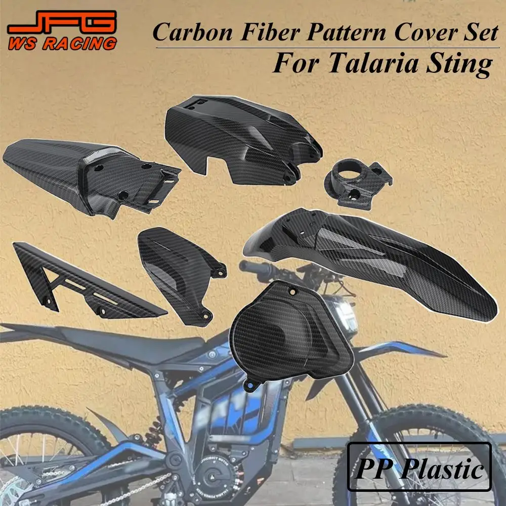 For Talaria Sting Mudguard Cover Kit Carbon Fiber Pattern Upgrade Accessories Battery Chain Engine Cover Set For Talaria MX3 MX4