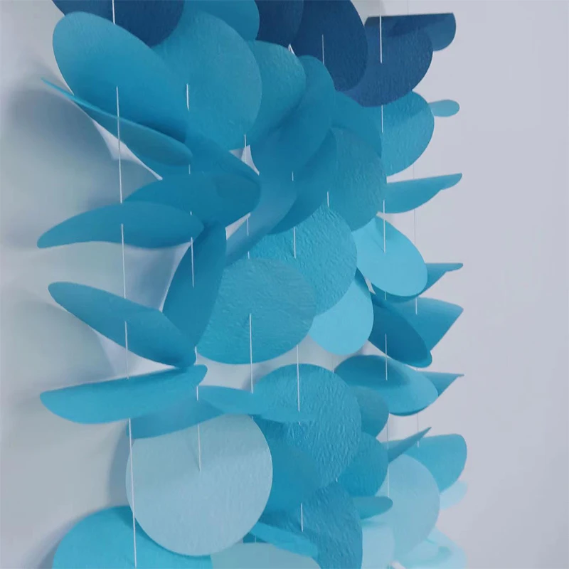 الأزرق الداكن الأبيض تحت البحر تحت عنوان زينة الحفلات كريب ورقة البولكا دائرة نقطة خلفية جارلاند معلقة الزفاف اللافتات