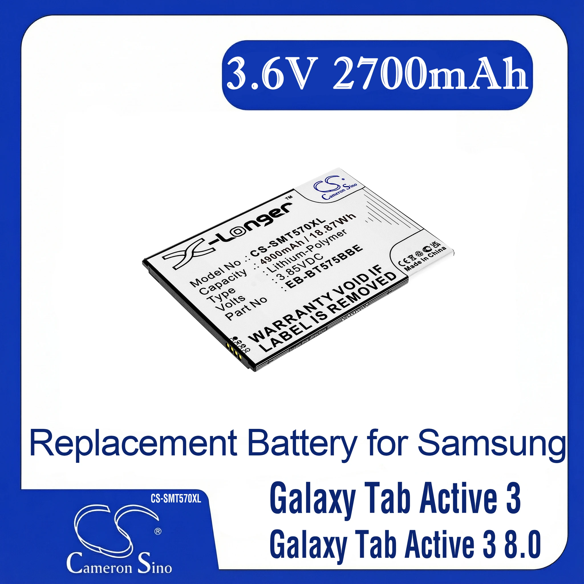 

Cameron Sino Replacement Battery for Sammsung Galaxy Tab Active 3, Galaxy Tab Active 3 8.0,, Fits P/N EB-BT575BBE,GH43-05039A