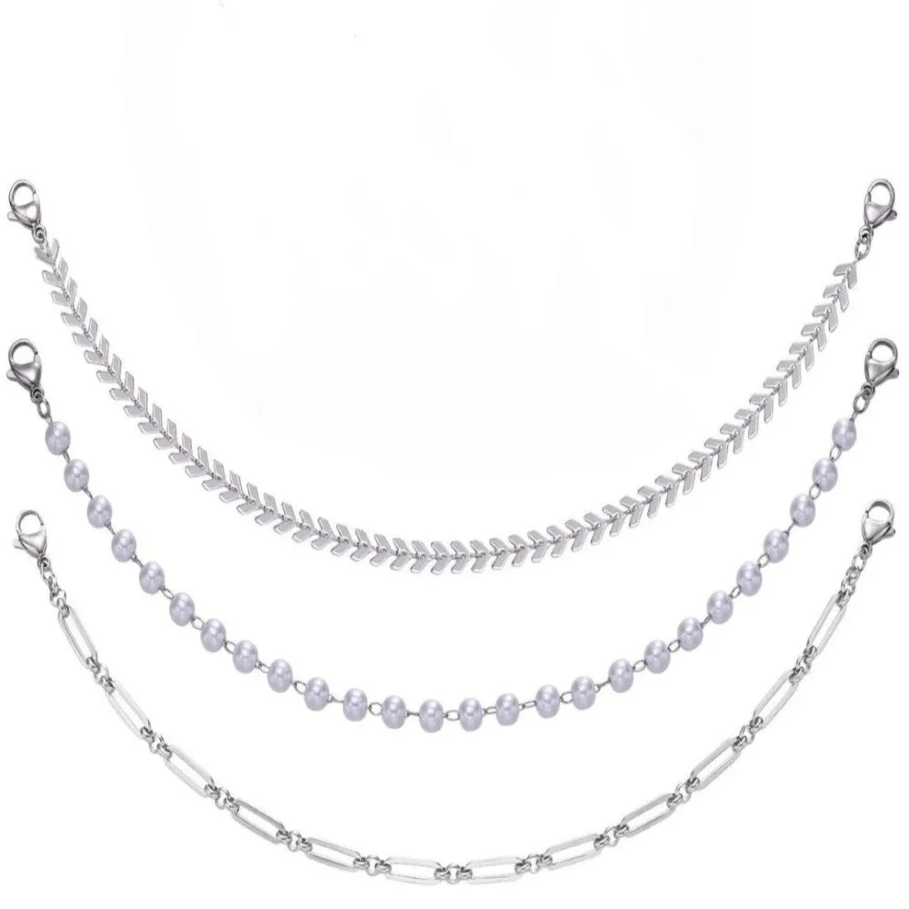 

3pcs/Set Detachable Cap Charms Alloy Flower DIY Hat Chain Leaves Pearl Stainless Steel Rolo Chain Themed Events