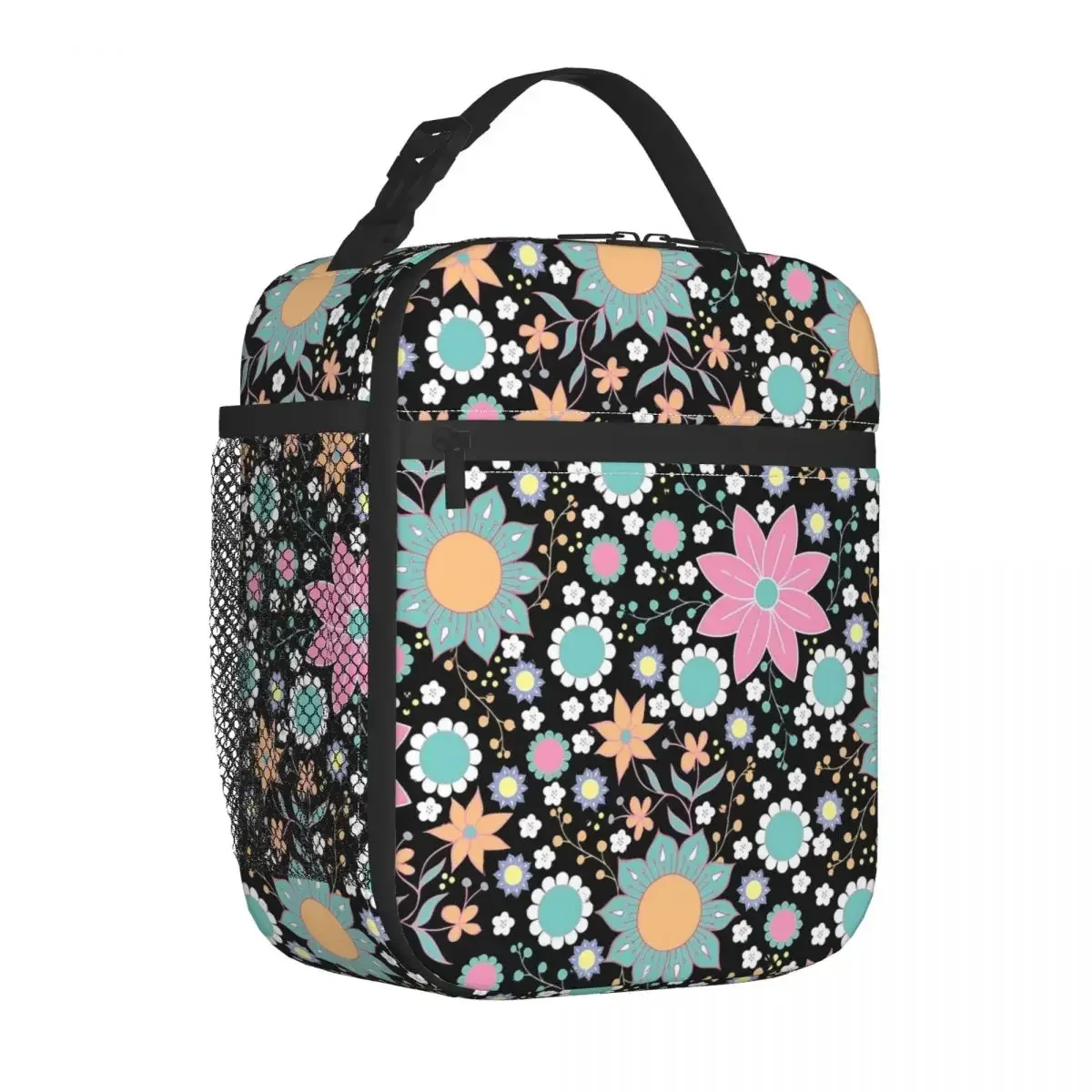 Boho Floral Lunch Bag For Child Bohemian Style Hippie Lunch Box Fashion Picnic Cooler Bag Portable Oxford Thermal Tote Handbags