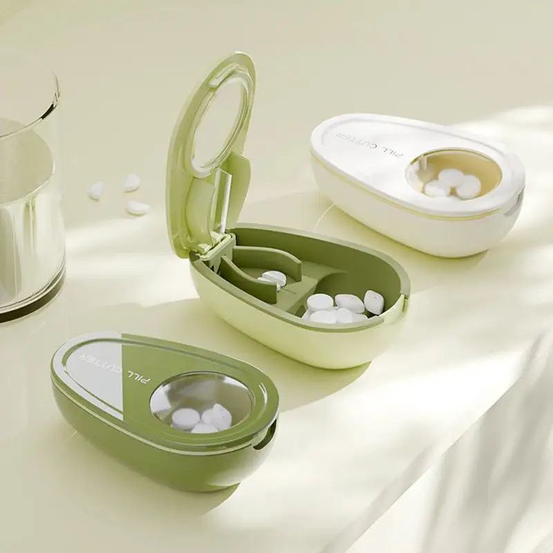 Pill Cutter Medicine Cutter with Dispenser Small Pill Cutter Splitter Portable Medicine Crusher for Purse Pocket Travel Tablet