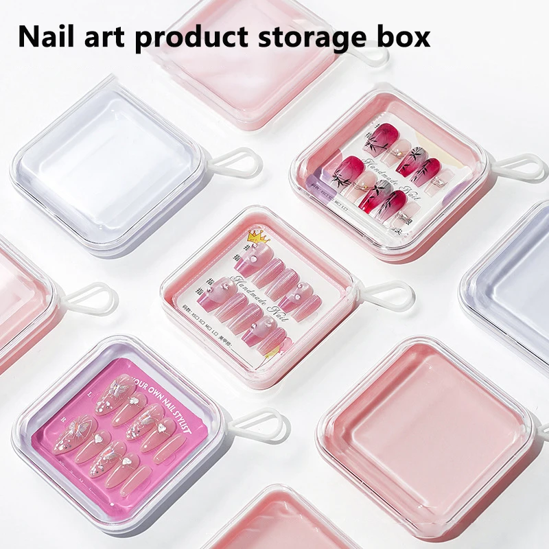 Transparent Plastic Packaging Box With Hanging Rope Nail Enhancement Fake Nails Display Gift Jewelry Necklace Storage Box