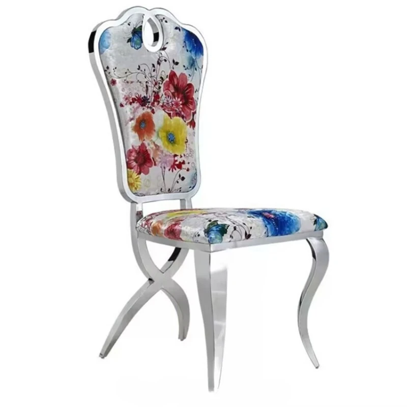 

Metal stainless steel leg dining chair with adjustable high back chair in hotel restaurant