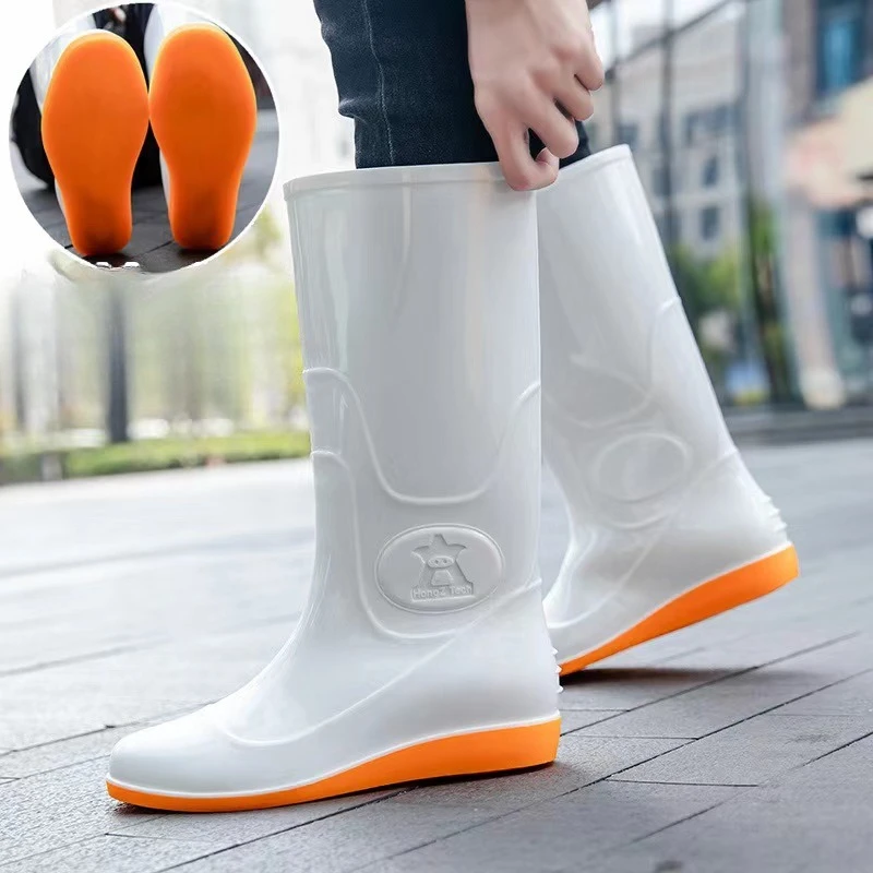

2025 Fashion Rainboots for Men Wear-resistant Waterproof Women Boots Work Outdoor Fishing Shoes Zapatos Waterproof Hombre