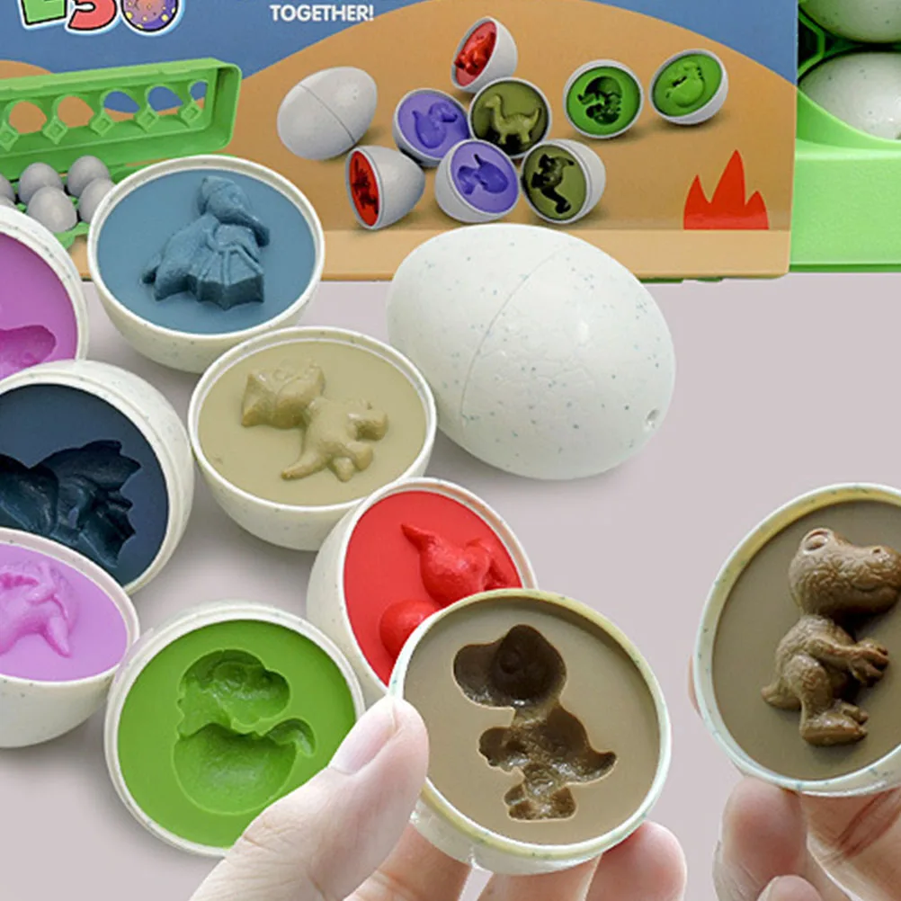 

1 set Dinosaur Matching Eggs Educational Toy Kids Learning Plastic Safe Material Color Cognition Shape Recognition Memory Skills