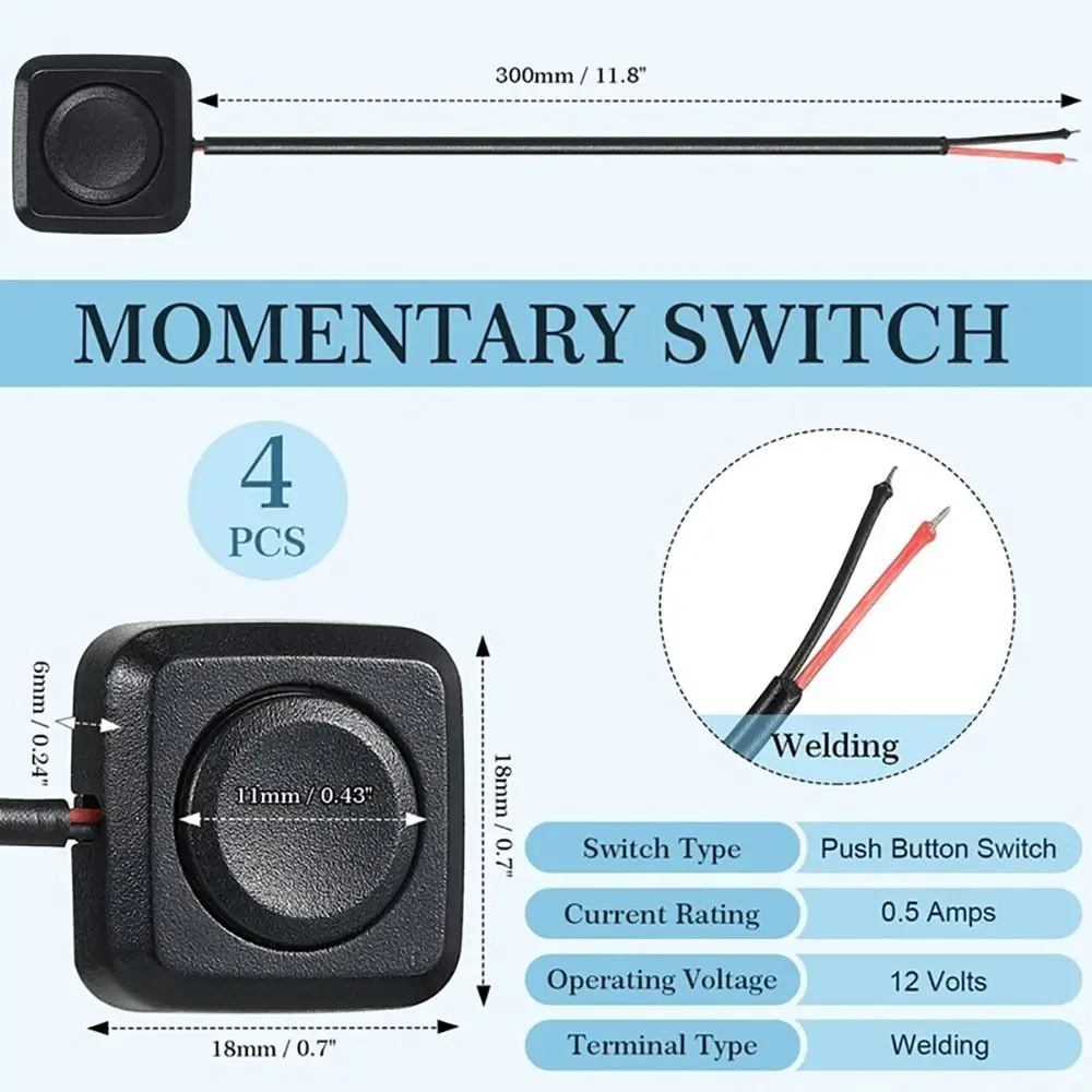 Mini Momentary Push Button On Off Switch Black Plastic 12V 24V Car Push Buttons Adhesive Button Switch Accessories