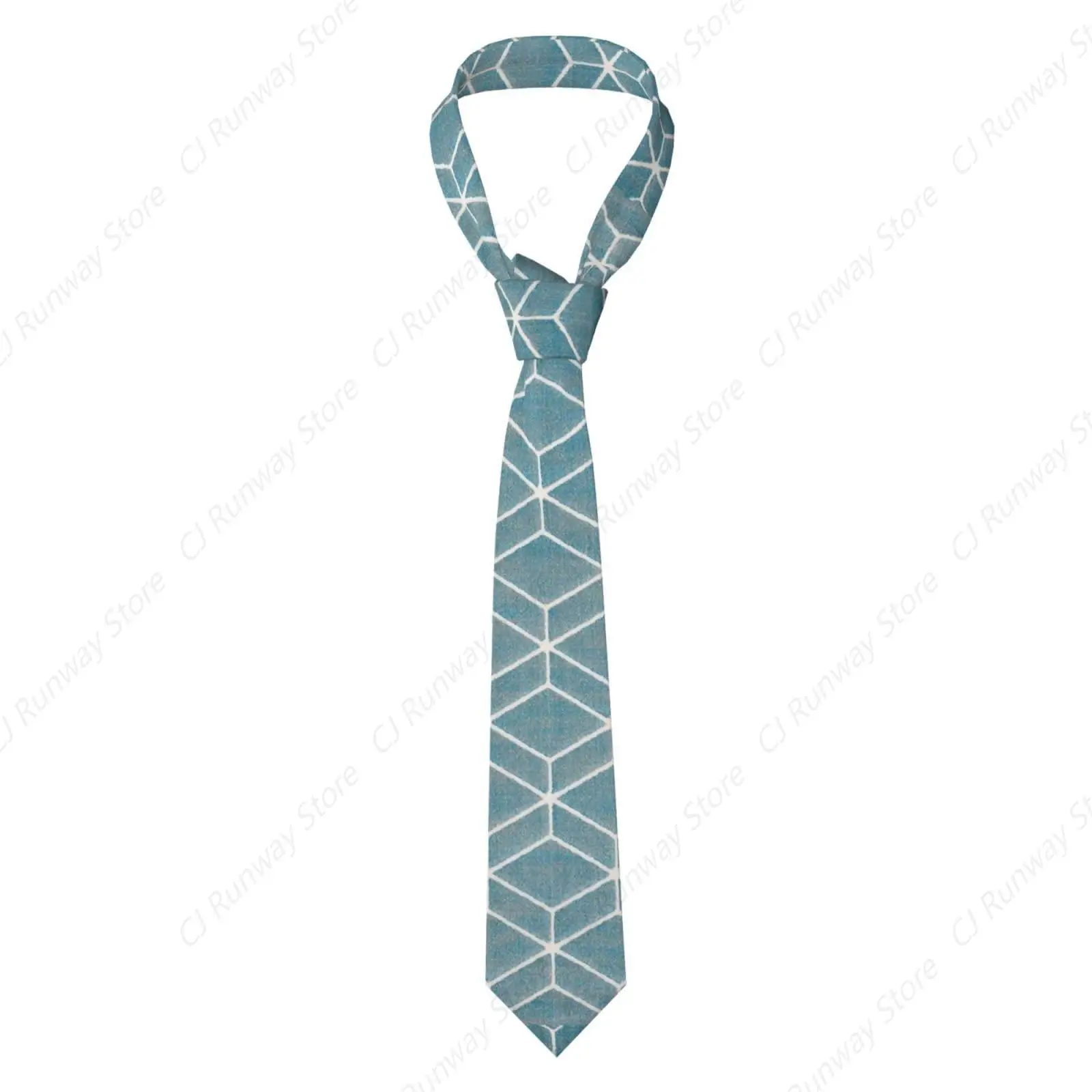 Blue Lattice Print Tie Men'S Necktie Formal Party Wedding Gift Ties For Men One Size Neck Tie Skinny Tie