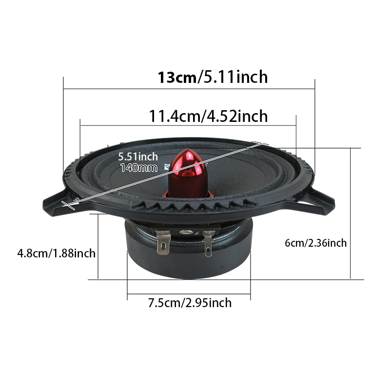 1 Pair 500W 5-Inch Mid-Range Speakers For Dvd Players, Surround Sound Systems High-Fidelity Sound Quality Car Door Speakers