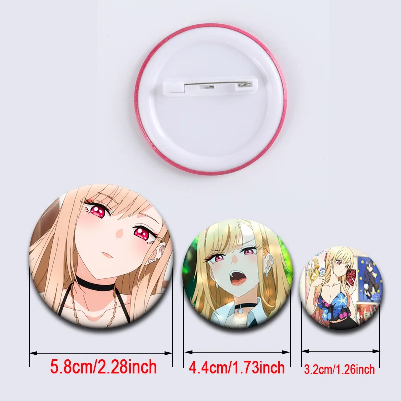 Cute Exquisite Manga Button Pins Kitagawa Marin,Gojo Wakana Cartoon Badge Anime My Dress Up Darling Brooches Bag Accessorie Gift