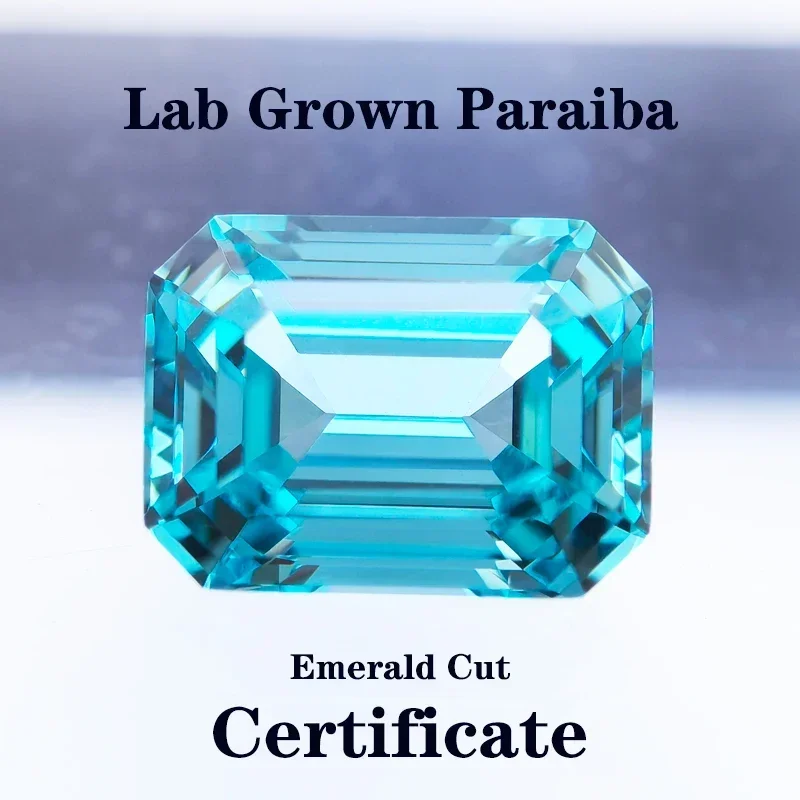 

Lab Grown Paraiba Emerald Cut Charms Gemstone for Jewelry Making DIY Ring Necklace Earrings Main Materials with Certificate