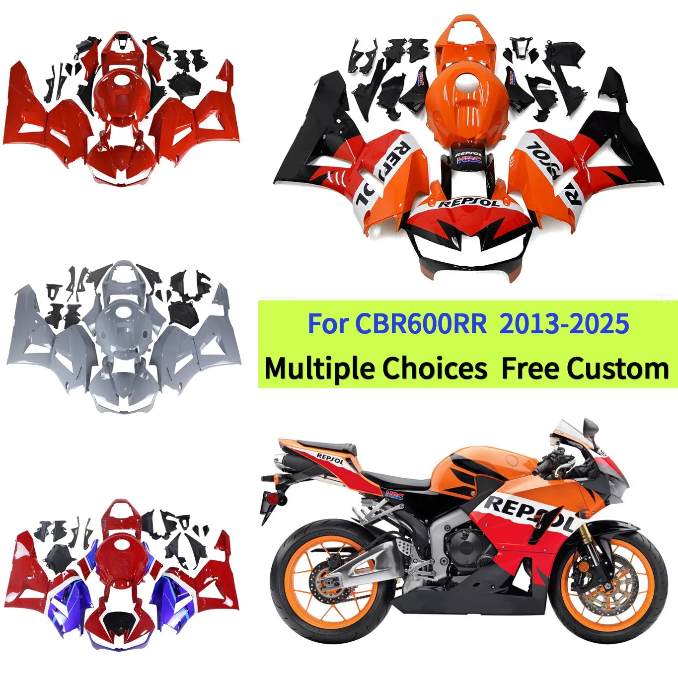 

Комплект обтекателей для мотоцикла Honda CBR600RR 2013-2025 (модель для США - без антикрыльев) | 2013-2020 (Глобально) | Инжекционно-формованные кузовные панели