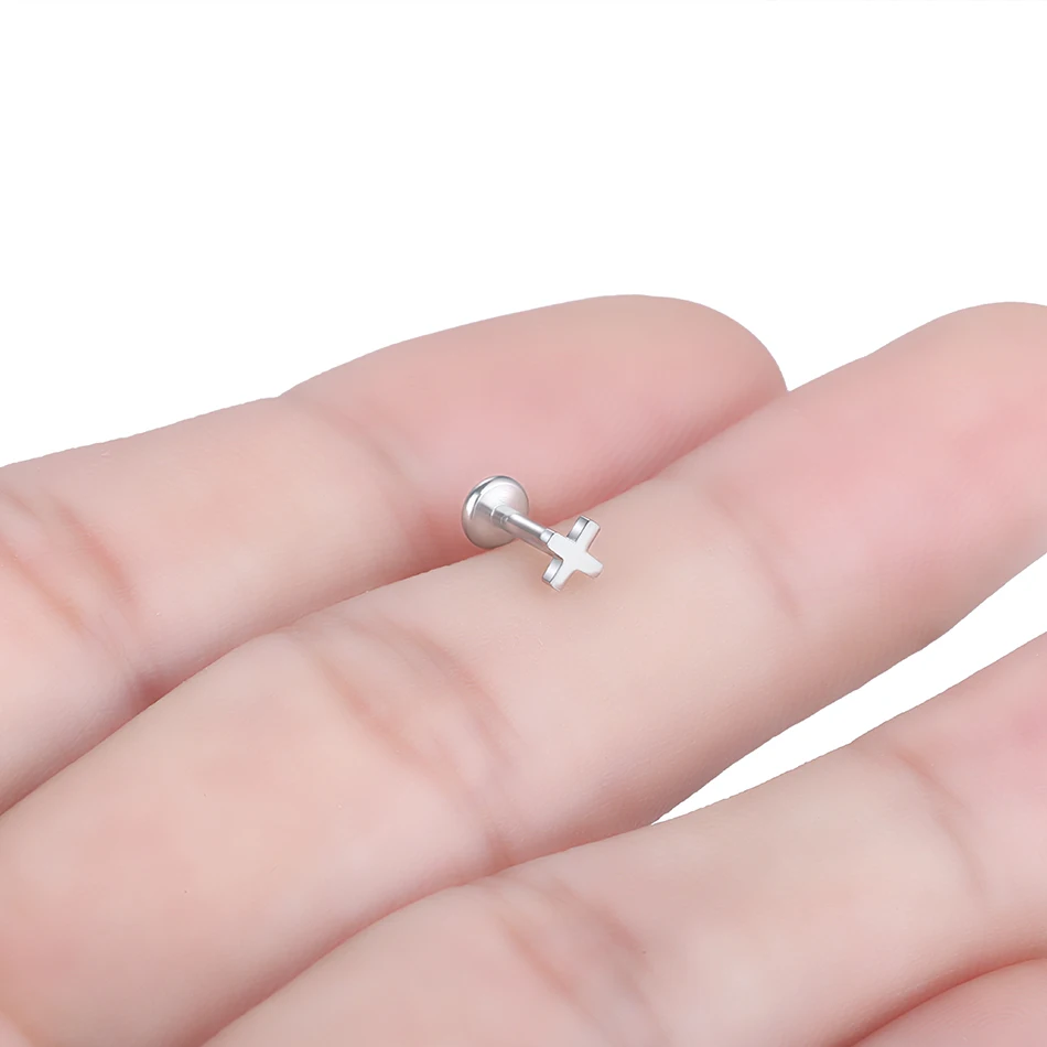 1 قطعة التيتانيوم داخليا الموضوع اللولب مونرو Labret الشفاه الأنف ترصيع مستطيل الشكل الزنمة الغضروف أقراط للرجال النساء 16 جرام