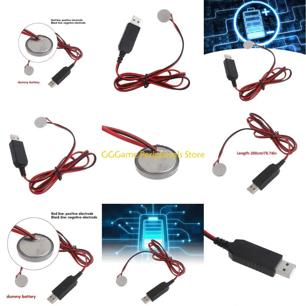 

U55B 2m Cable Length USB to 3V CR2032 Cable Power Cord for Coin Cells Devices