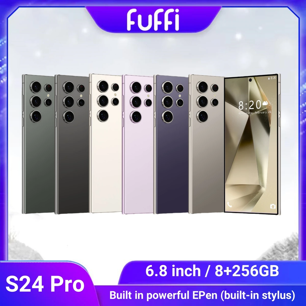 FUFFI-S24 Pro,Smartphone  Android,6.8 inch,8GB RAM,256GB ROM,Dual SIM,Mobile phone,Google Play Store,24+48MP,6000mAh,celulares