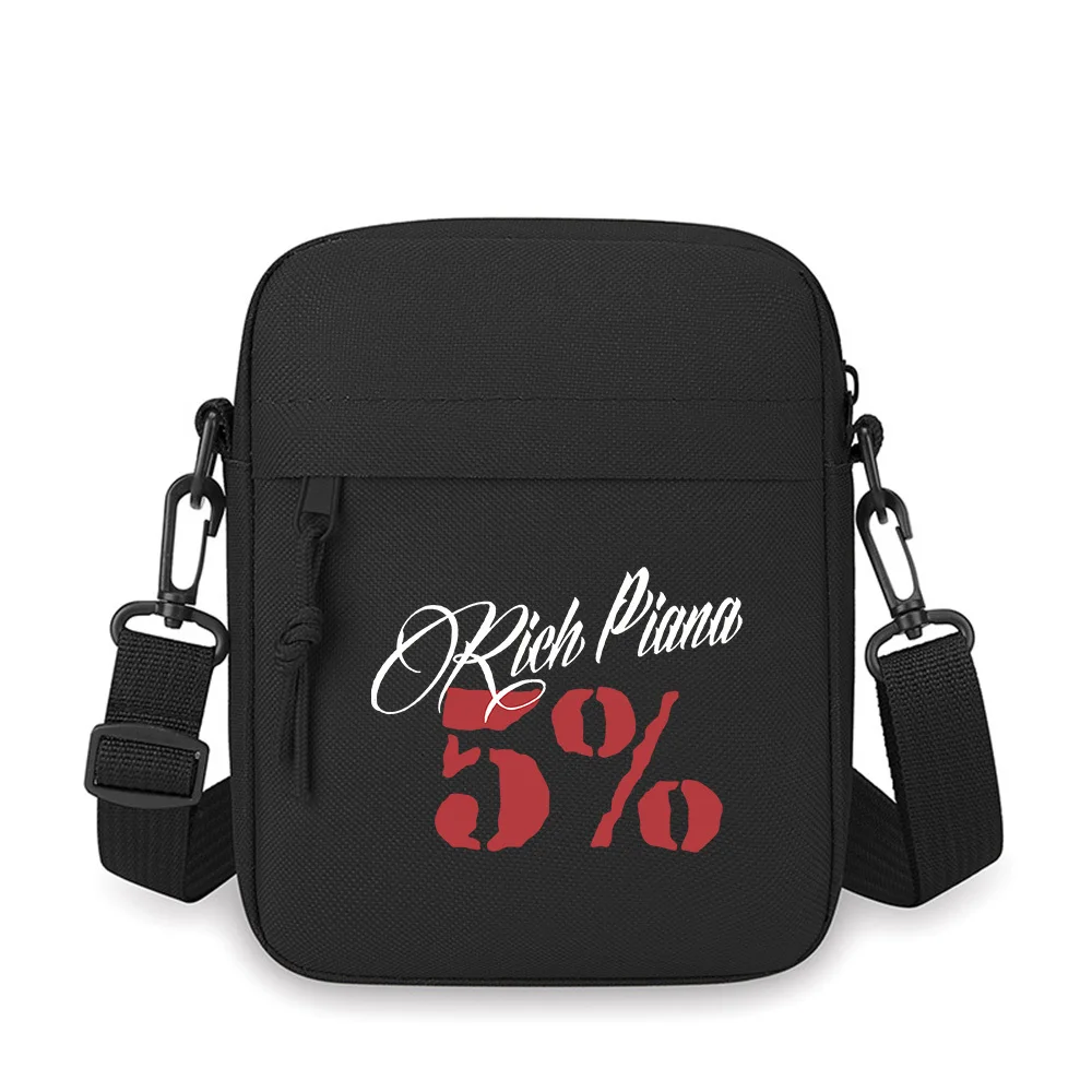 Text Rich Piano Logo percentage symbol Men Crossbody Bag Single Shoulder Women Cartoon Anime Film Printing Design Unisex
