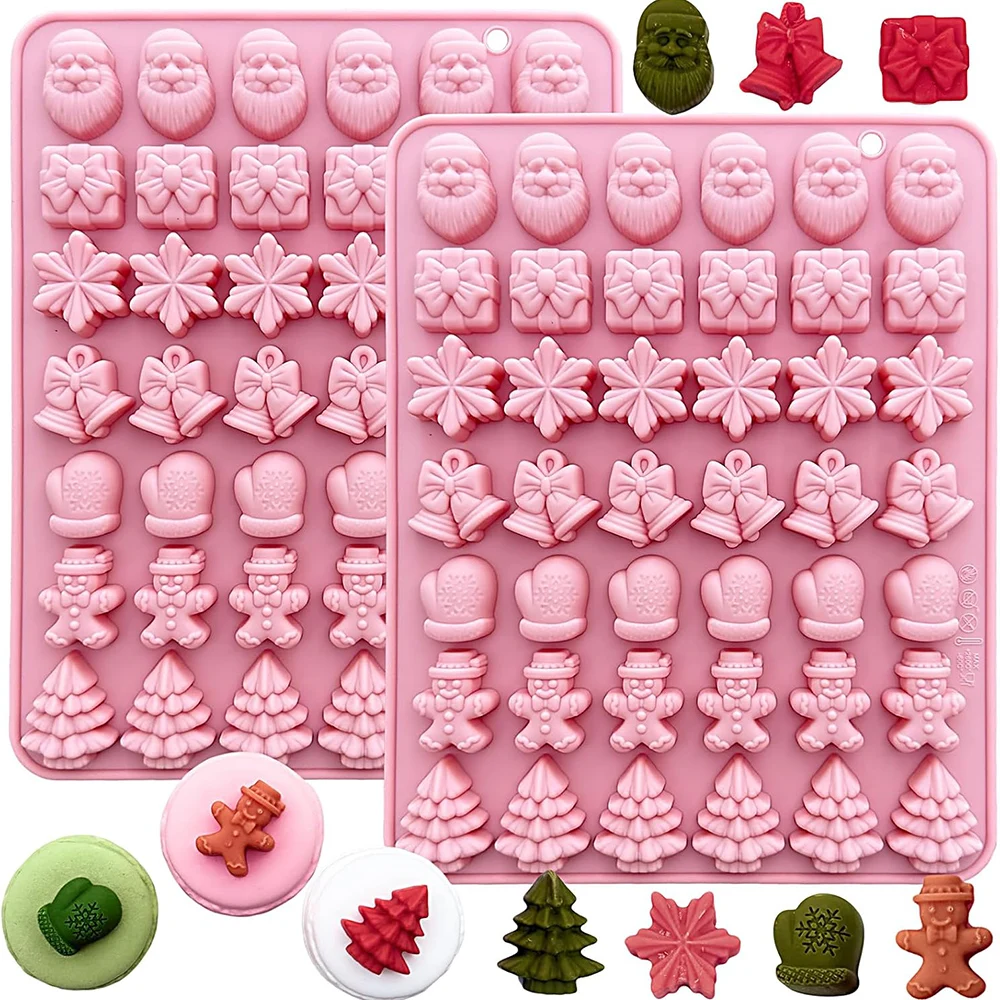 Christmas Silicone Mold for Xmas Chocolate Decor,6/7 Shapes Gummy Mould,Santa Snowflake Tree Gingerbread Food Grade Baking Mould
