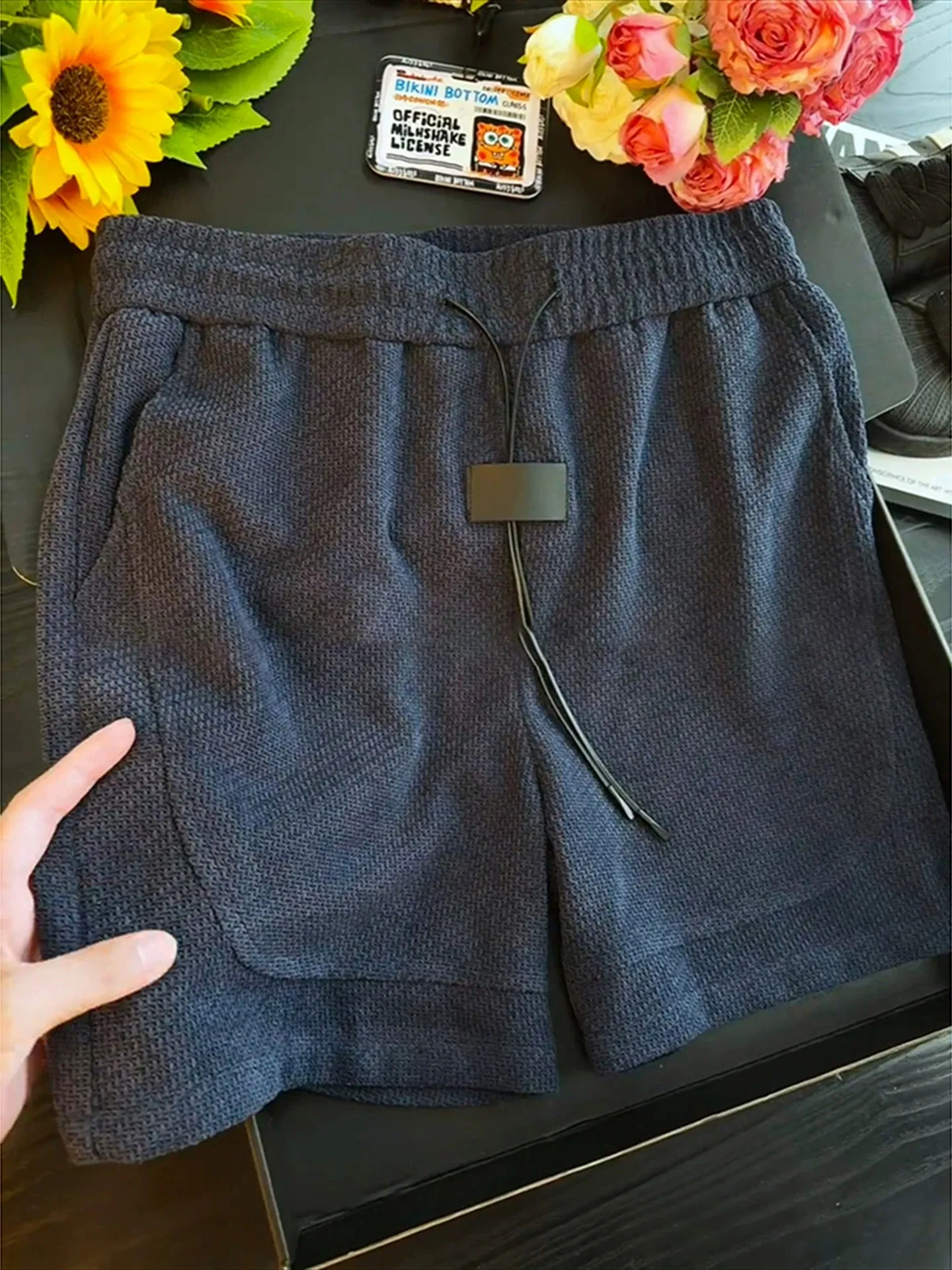 Quick Dry Ice Silk Shorts in Royal Blue with Dragon Scale Pattern for Men Summer Fitness And Sports Loose Casual Style
