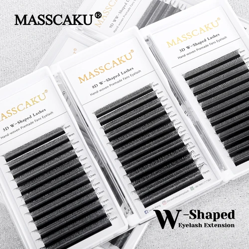 Logotipo privado personalizado, injerto rápido, multiltura, volumen prefabricado, pestañas de 0,07mm, fácil ventilador, pestañas de trébol W, herramientas de maquillaje