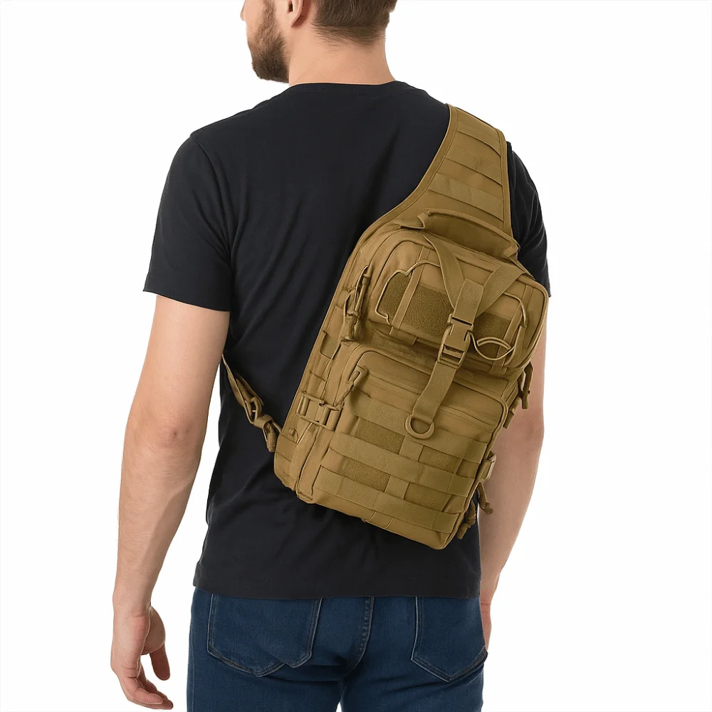 

Waterproof Hiking Crossbody Bag Lightweight Large Capacity Outdoor Mountaineering Bag Durable Oxford Camping Rucksack