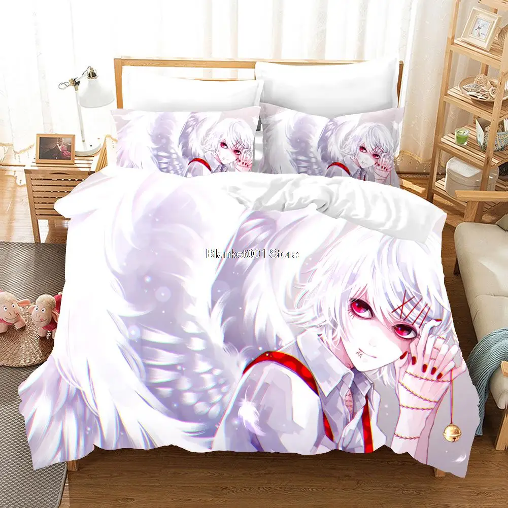 Anime Comforter Duvet Covers Pillowcases Design Bed Set King Queen Single Size Luxury Linen Bedding Tokyo Ghoul Bedding Set