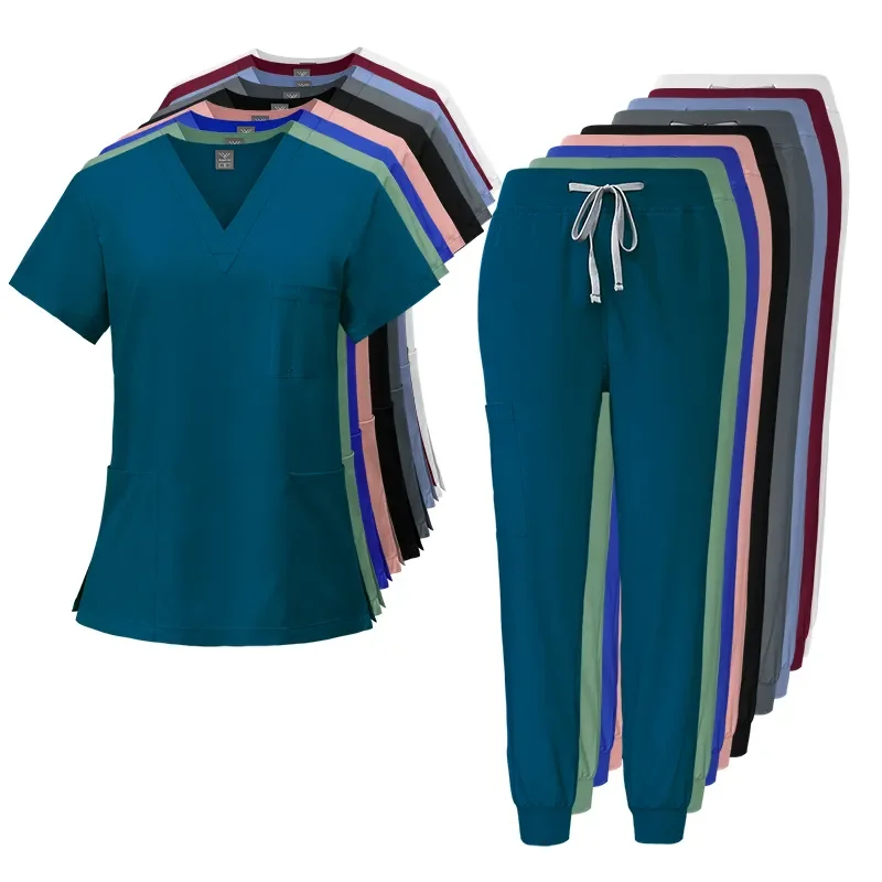 Fabrik Krankenhaus Jacke Stretch Rayon Spandex Anti-Falten Pflege Uniform Medical Scrub Krankens ch wester Set