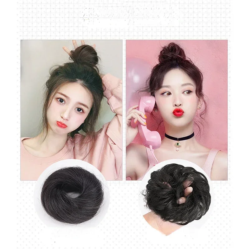 Women Fluffy Bun Invisible Seamless Natural Bun Braiding Hair Ring Ponytail Decoration Women Girls Hair Tie Hair Braids Styling