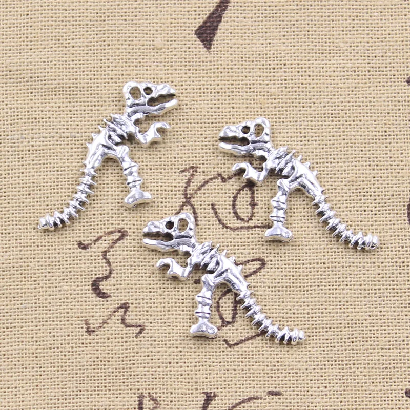 15pcs Charms Skeleton Dinosaur Fossil 22x33mm Antique Silver Color Pendants DIY Crafts Making Findings Handmade Tibetan Jewelry