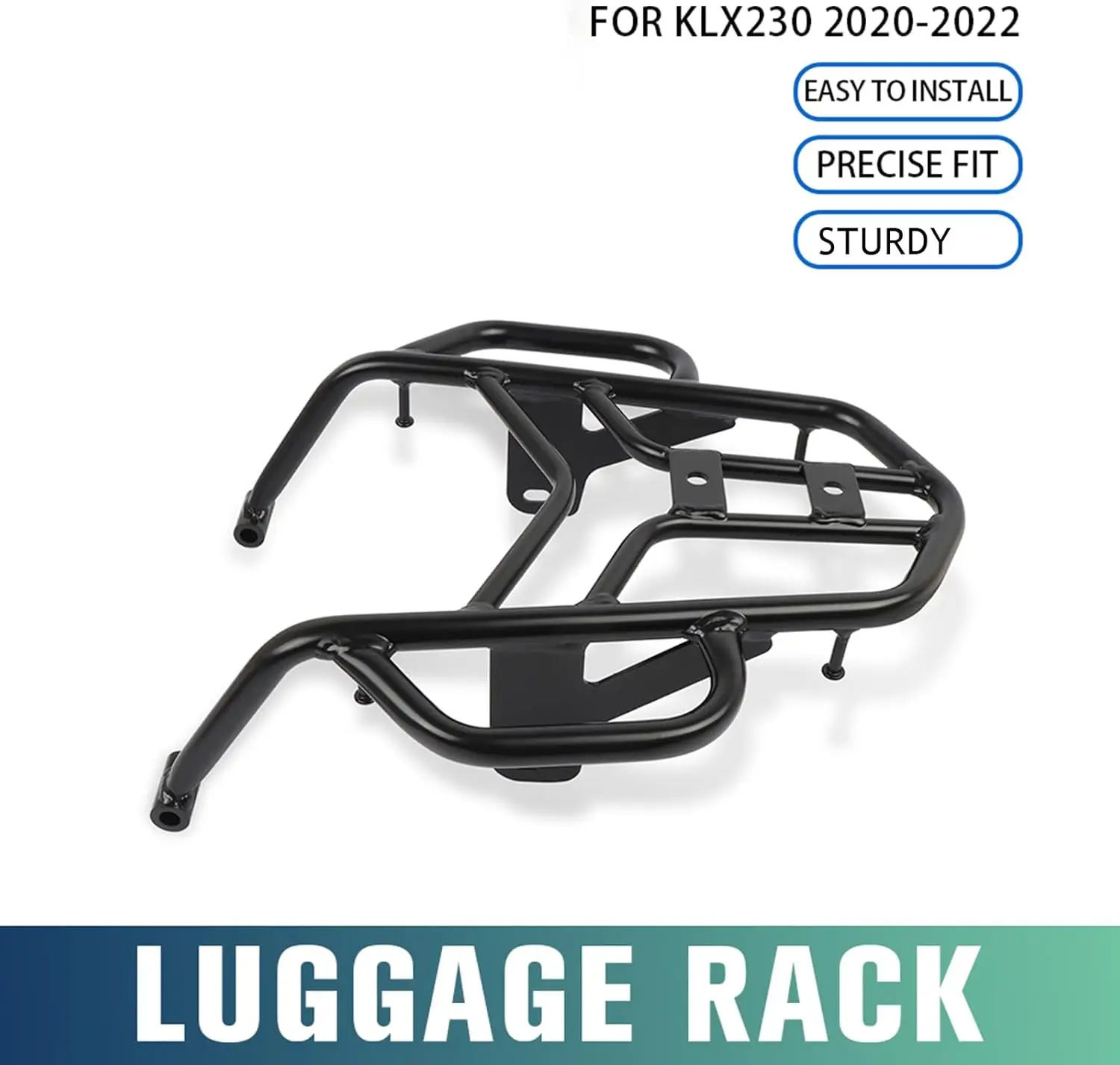 Motorcycle Rear Luggage Rack Shelf Bracket w/Hand Grip Rail Fit Kawasaki KLX230 KLX230S 19-25 Steel Black