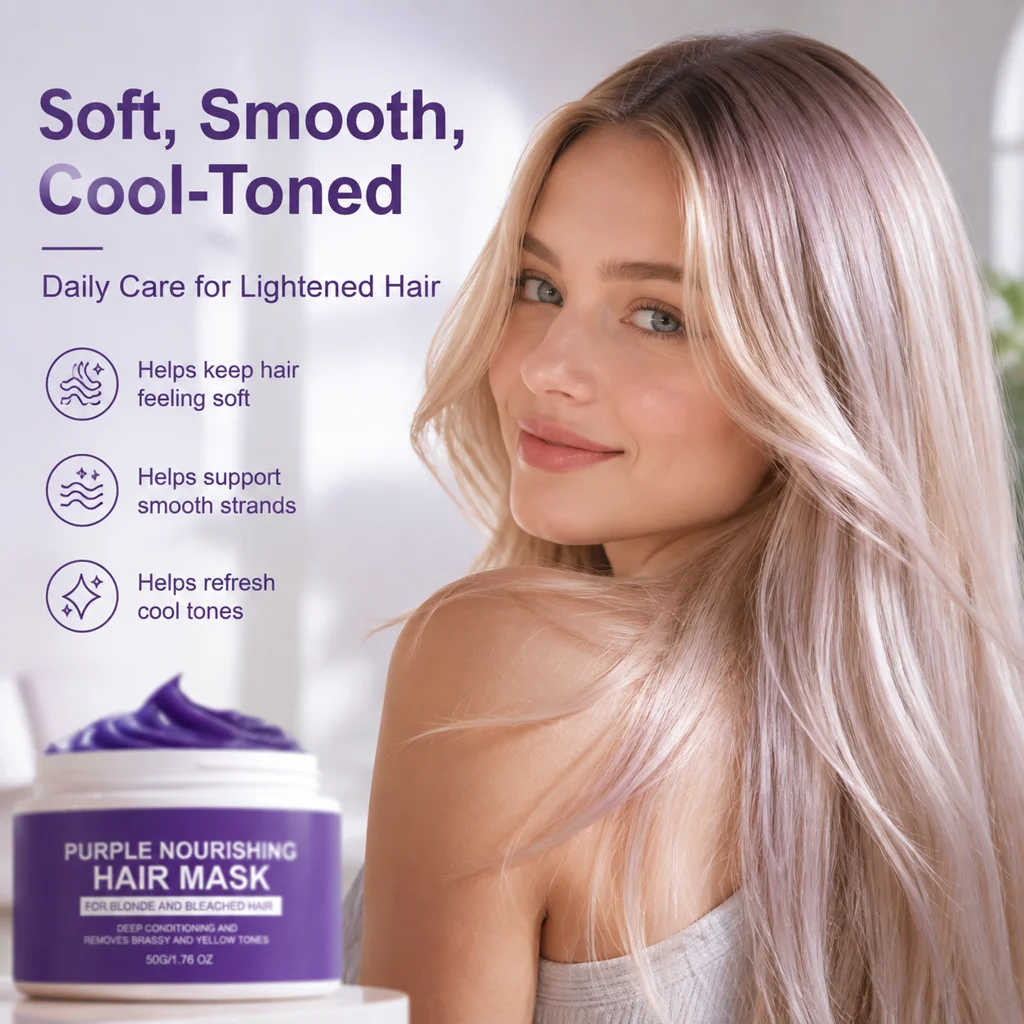 Yellow Remover Purple Hair Mask Gentle Rapid Removal Brassy Yellow Lock Color Shea Butter Deep Conditioning For Bleached Hair