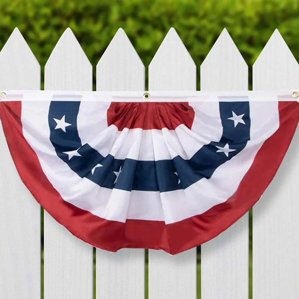 

5Pcs Pleated Fan Flag Usa Patriotic Bunting American Festival Decor Hanging Party Banner Bunting Flags Usa Flag Banner