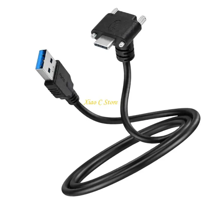 Y1AE Equipment Data Cable with USB-A, Angled USB Type C, Screw-Locking Housing and Reversible Insertion for Camera Transfer