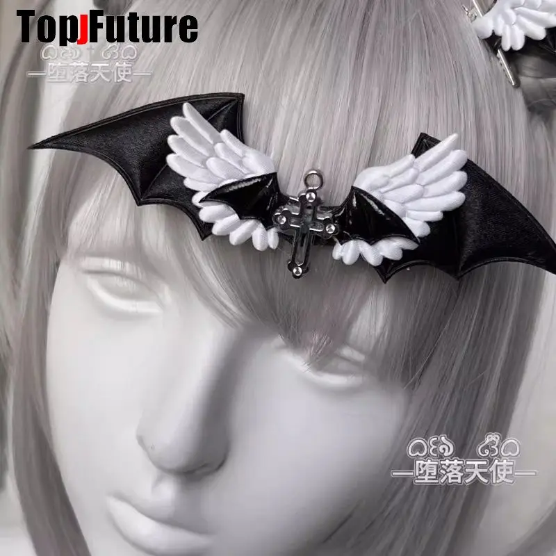 Y2K girl Harajuku Gothic Original Subculture wings Punk Bows Lace Hair Accessories Hair clips pins Hairpin Barrettes